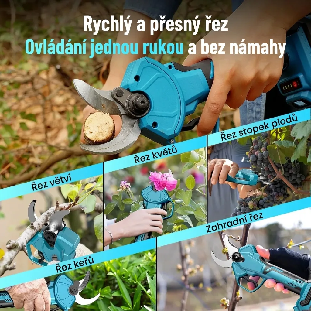 Použití elektrických nůžek v rodinném sadu