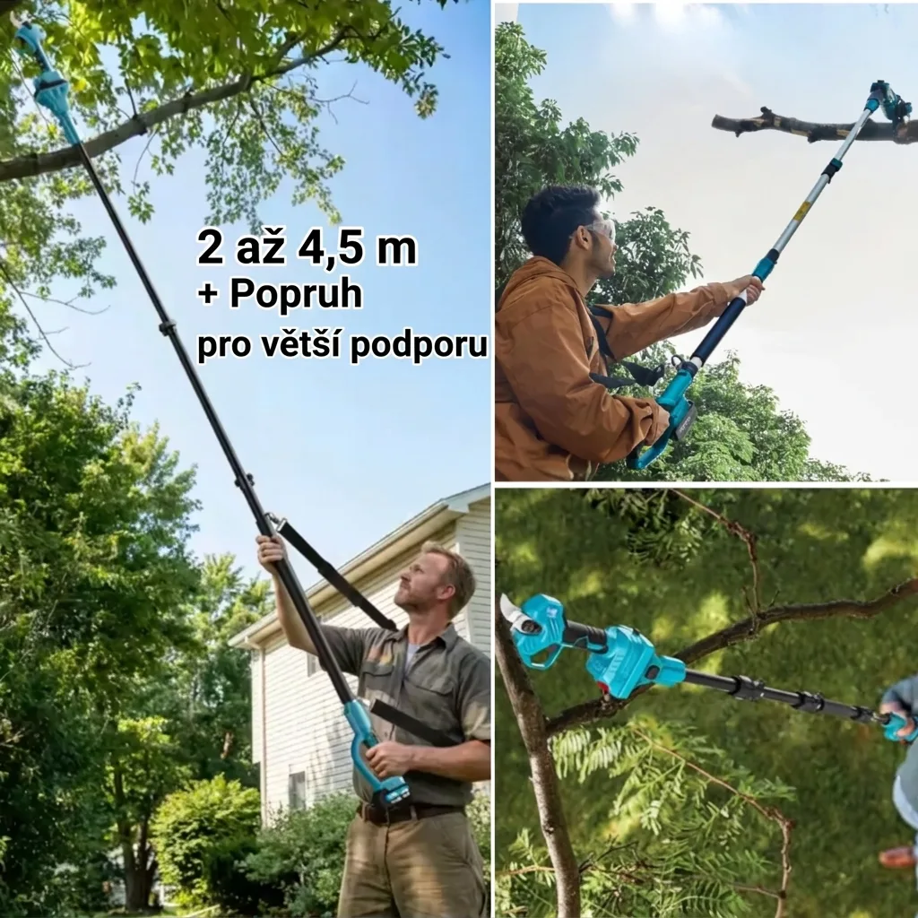 Teleskopická tyč až 4,5 metru s podpůrným popruhem